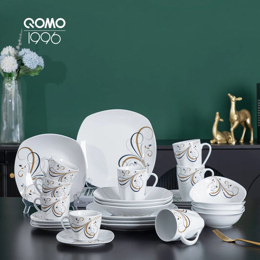 12/28-Piece Porcelain Dinnerware Set For 4