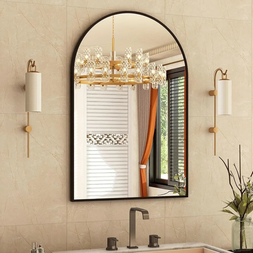 Metal Frame Arched Wall Mirror