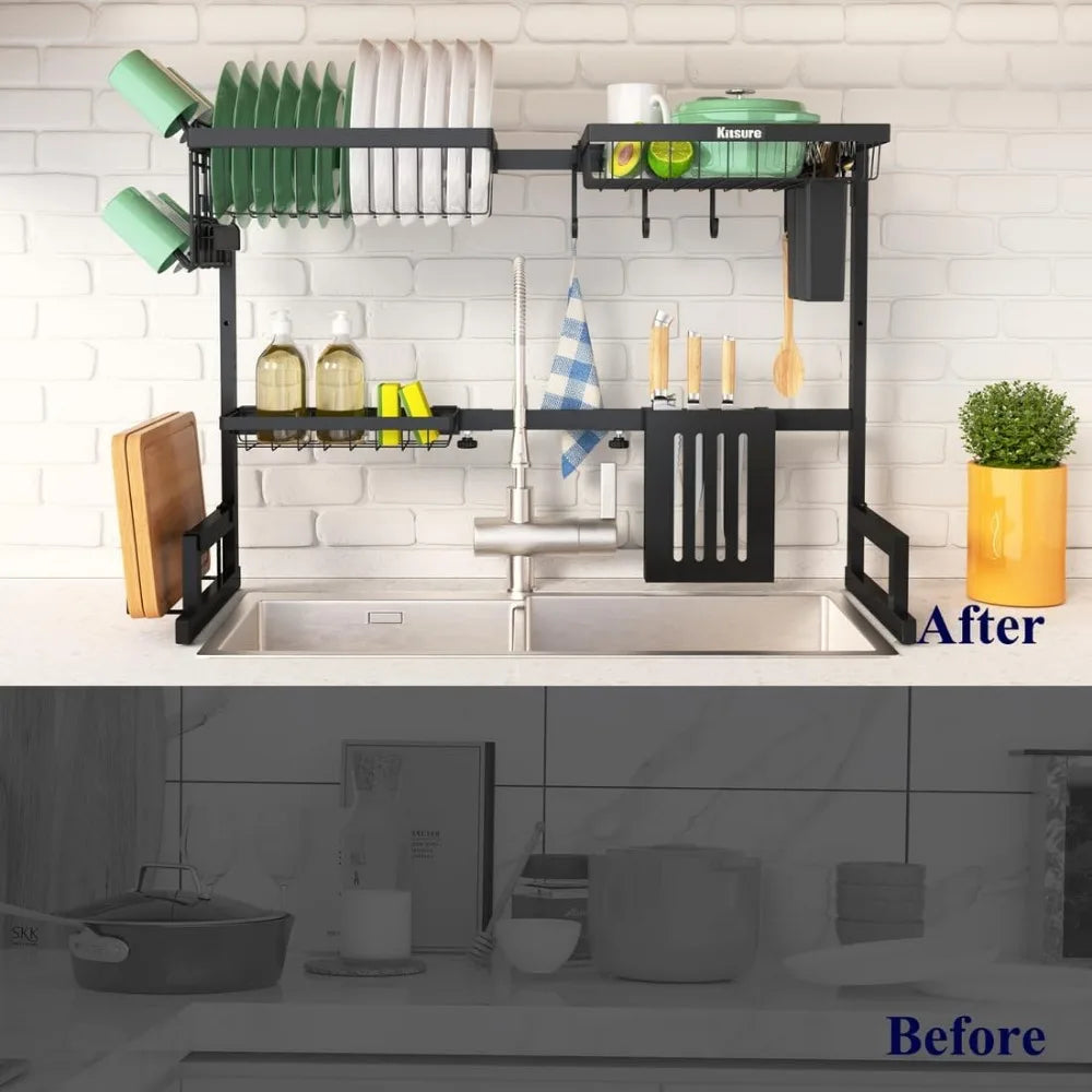 2-Tier Adjustable Over Sink Dish Drying Rack