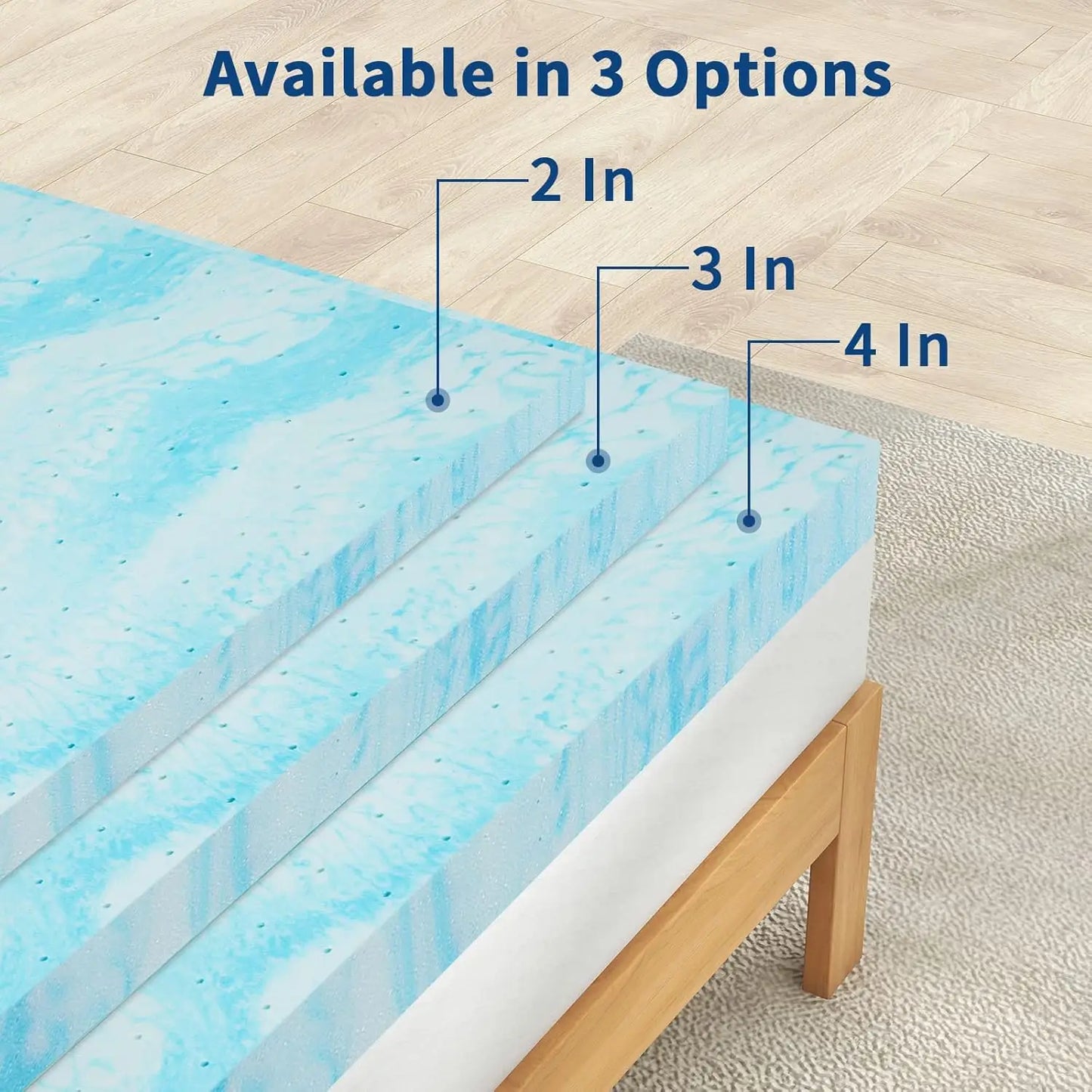4-Inch Gel Memory Foam Mattress Topper, Size Optional