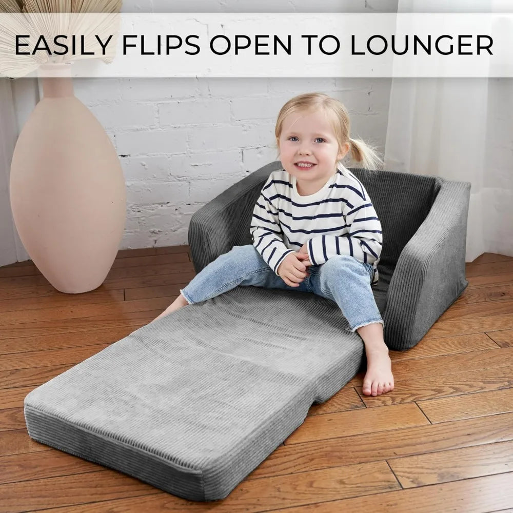 Comfy Kids Chair for Toddler - Stylish 2 in 1 Lounger