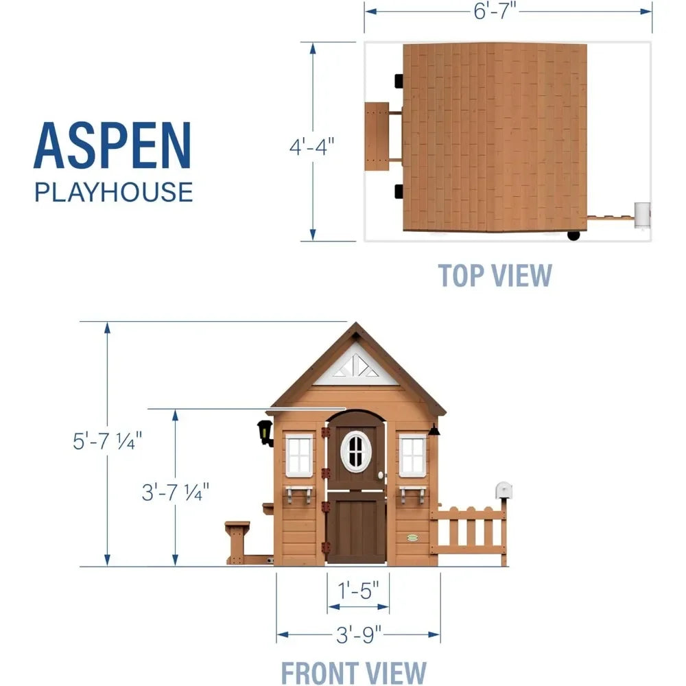 Kid's All Cedar Playhouse with Attached Picnic Bench