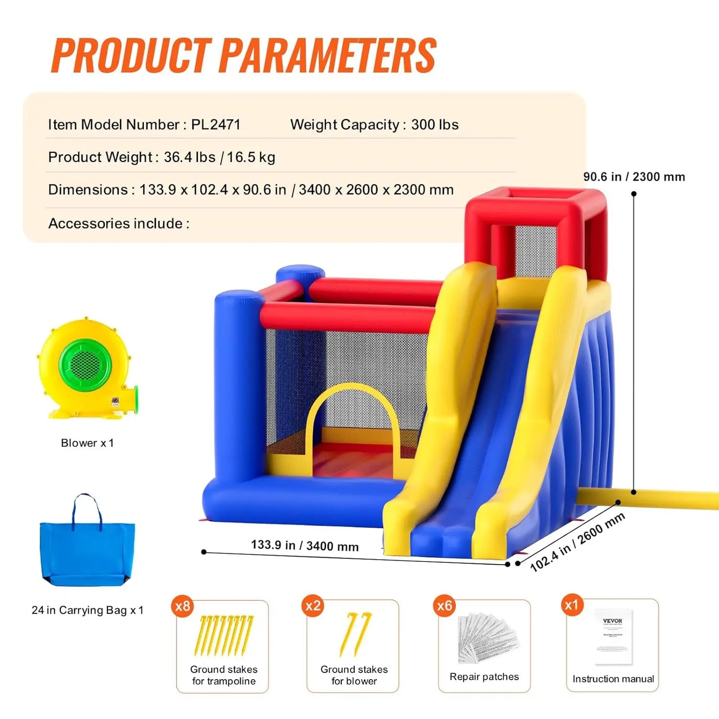 Inflatable Bounce House For Kids Ages 4-8