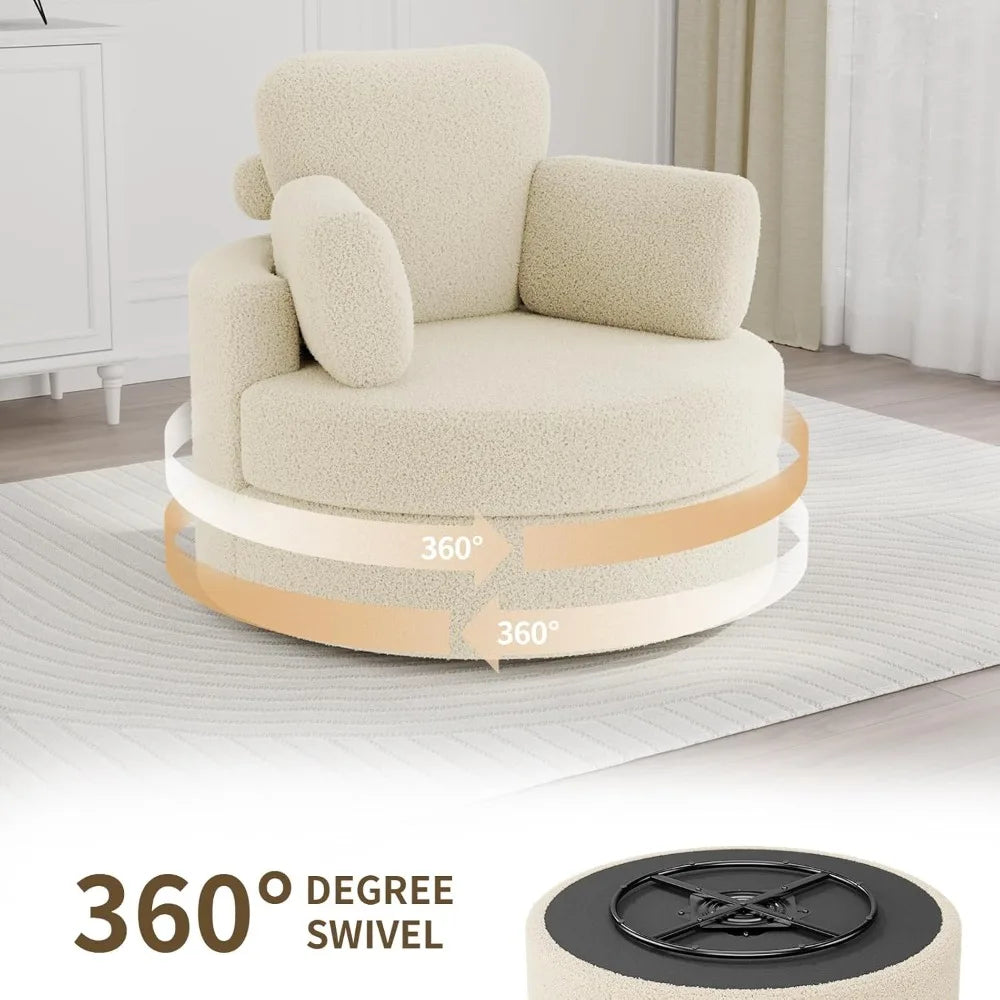 Swivel Round Lounge Chair with Ottoman