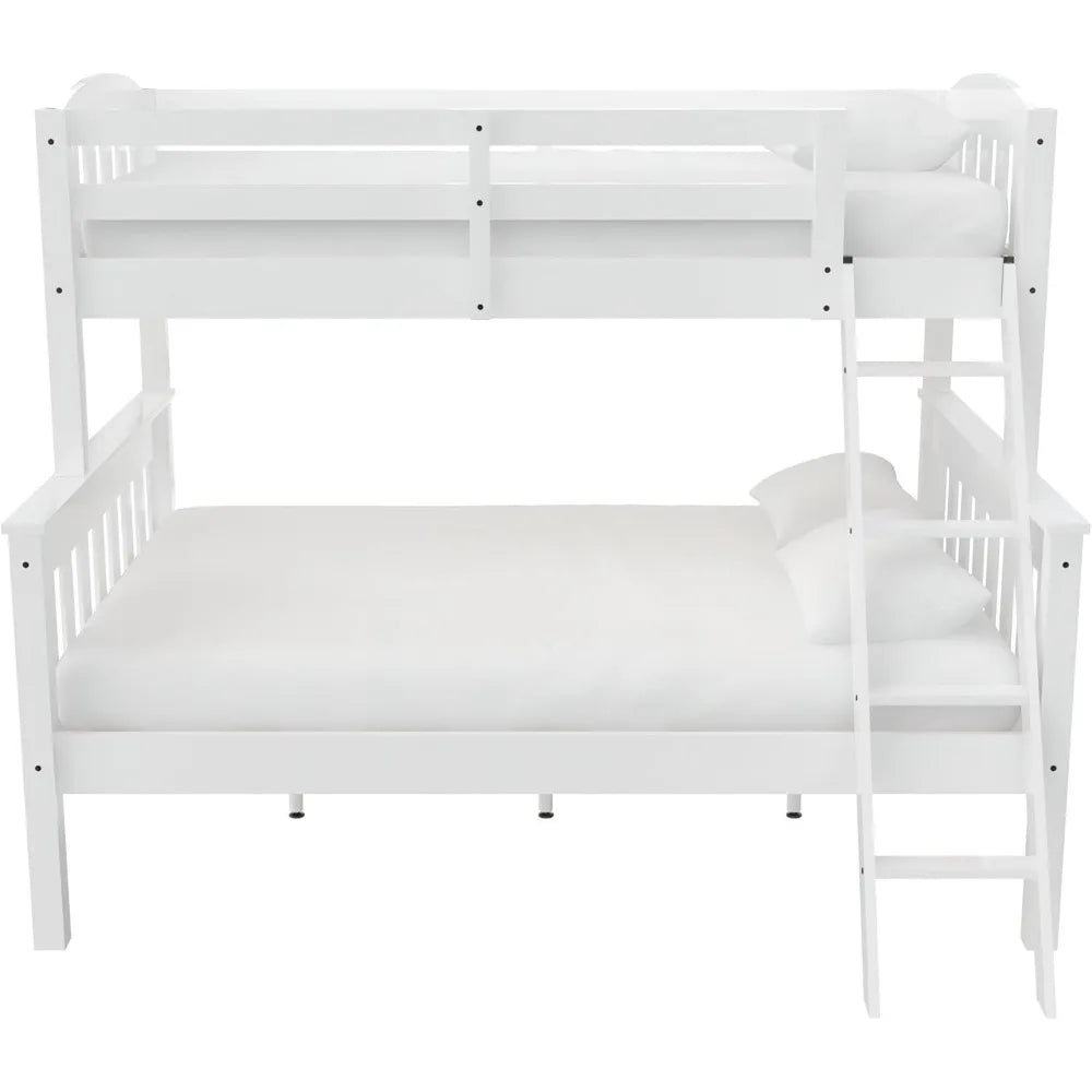 Convertible Wood Bunk Bed, Stackable and Detachable Bed Frames for Kids and Teens, with Angled Ladder