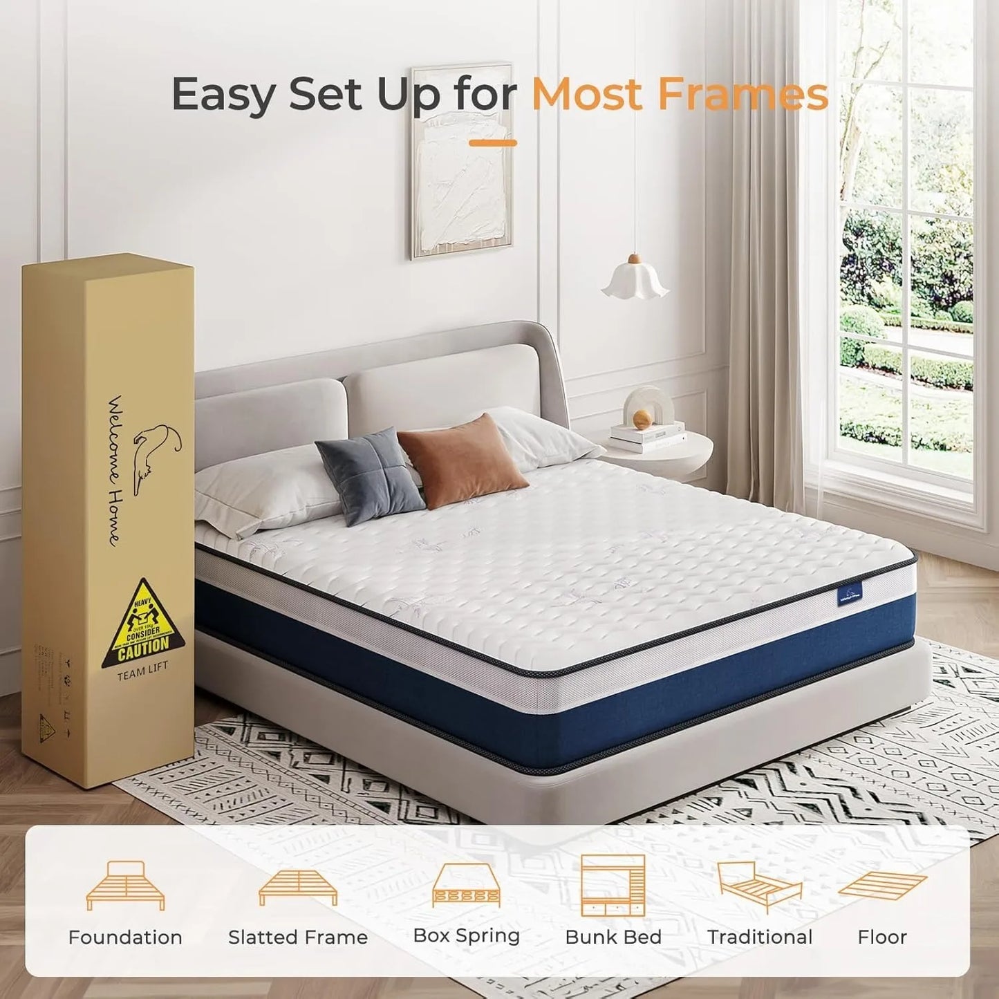 Tight Top 10/12 Inch Innerspring Hybrid Mattress/Bed in a Box