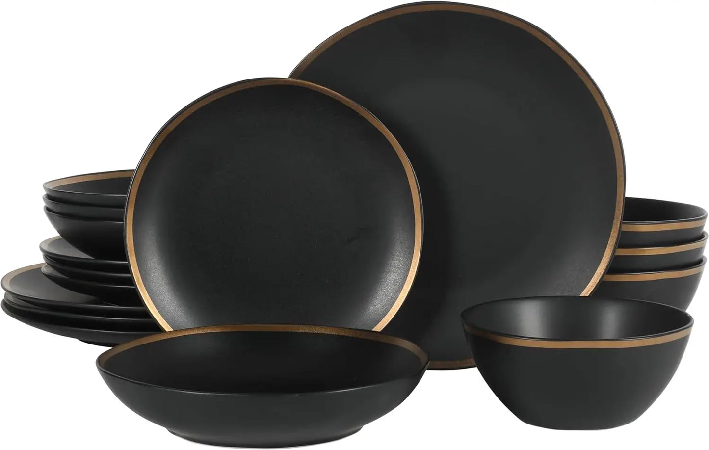 Mayfair Bay Embossed Double Bowl Dinnerware Set, Service for 4 (16pcs)