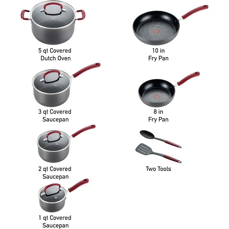 T-fal Ultimate 12 Piece Hard Anodized Nonstick Cookware Set , Oven Broiler Safe 600F