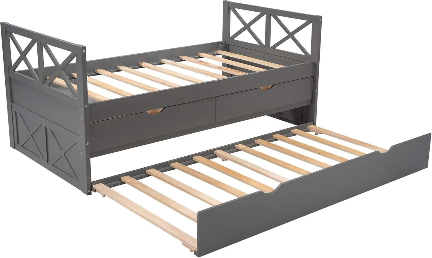 Twin Size Storage Daybed Bed Frame with 6 Drawers