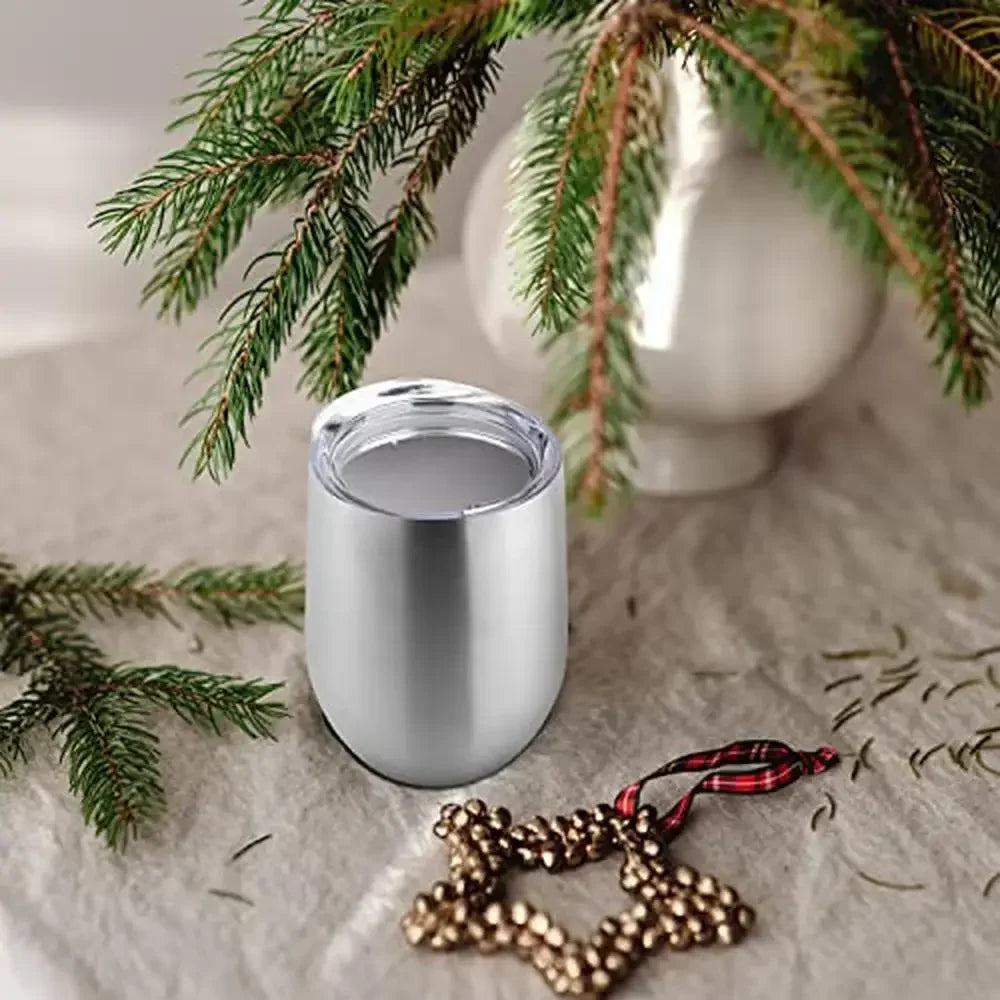 Pack of 12 Insulated Stainless Steel Wine Tumbler with Lid (12oz)- Customizable Travel Coffee Cups