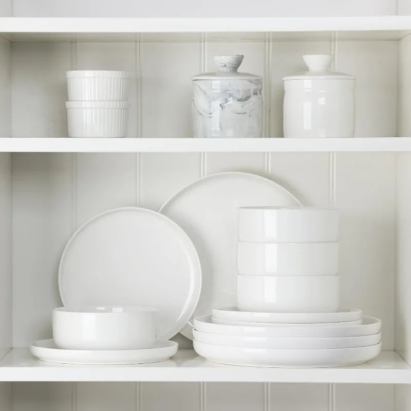 12 Piece Chip Resistant Porcelain Dishware Set for 4