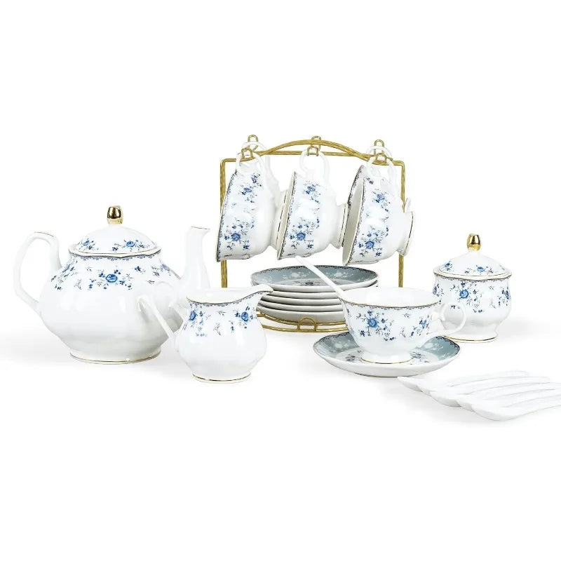 Floral Porcelain Tea Set, Service for 6