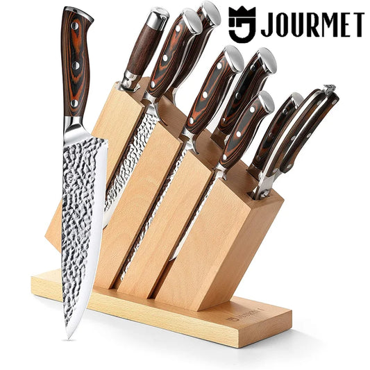 9PC High Carbon Stainless Steel Knife Set with Pakka Wood Handle and Beech Wood Block