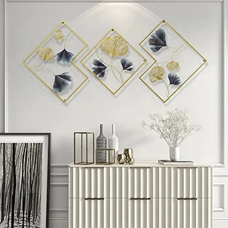 3Pcs Modern Ginkgo Metal 3D Wall Decoration