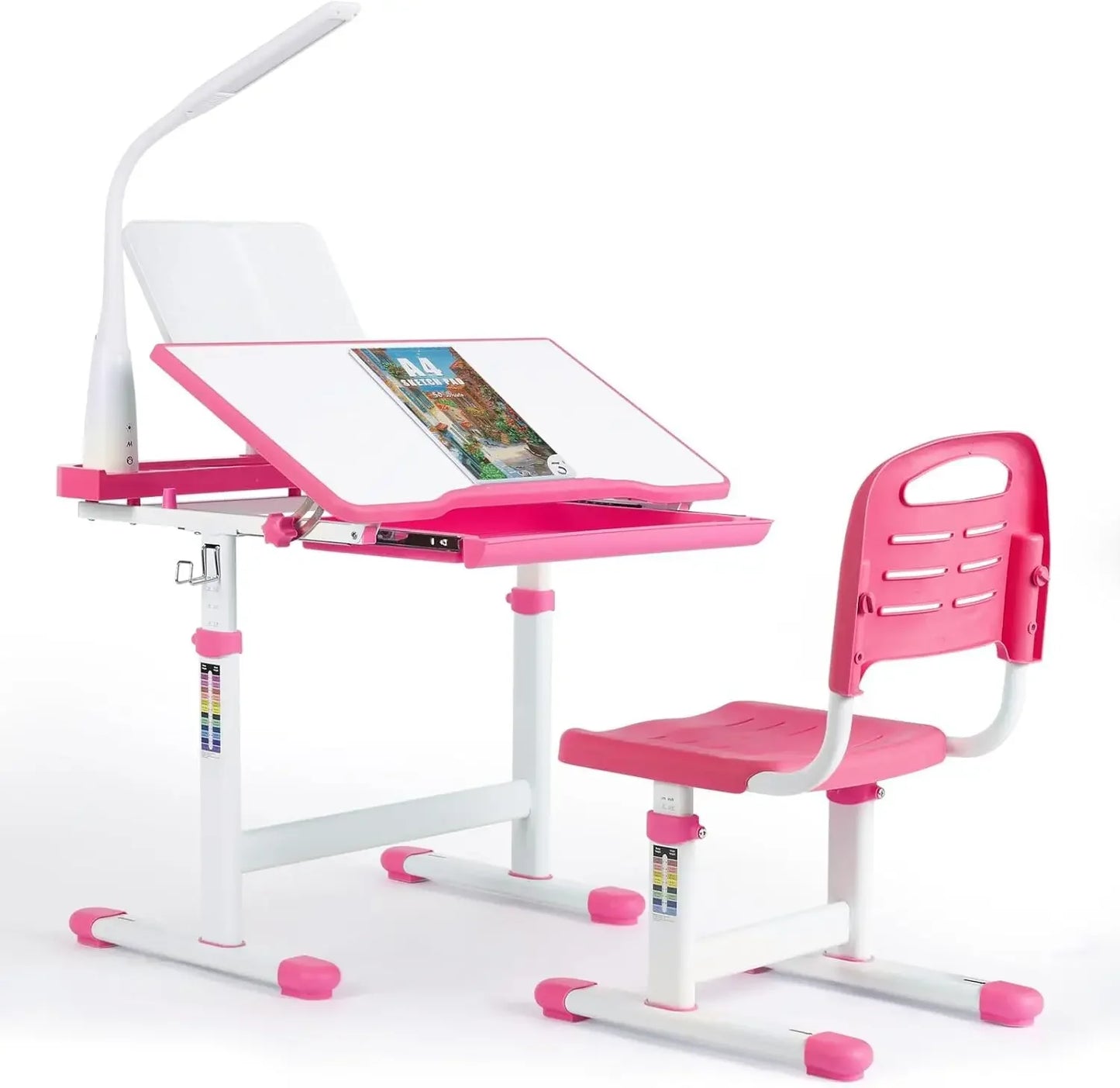 Kids Desk and Chair Set, with 40 Degree Tilt-able Desktop