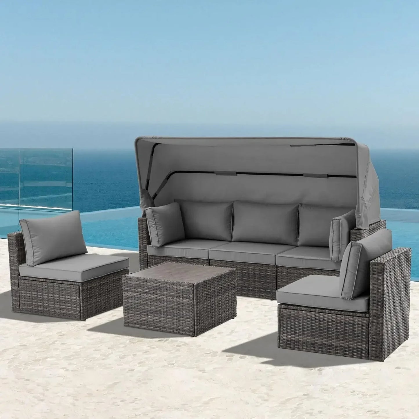 Exclusive Quick Install Patio Furniture Set w/Ottoman