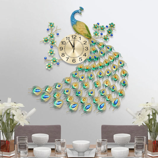 Luxury 3D Peacock Metal Art Decoration Wall Clock