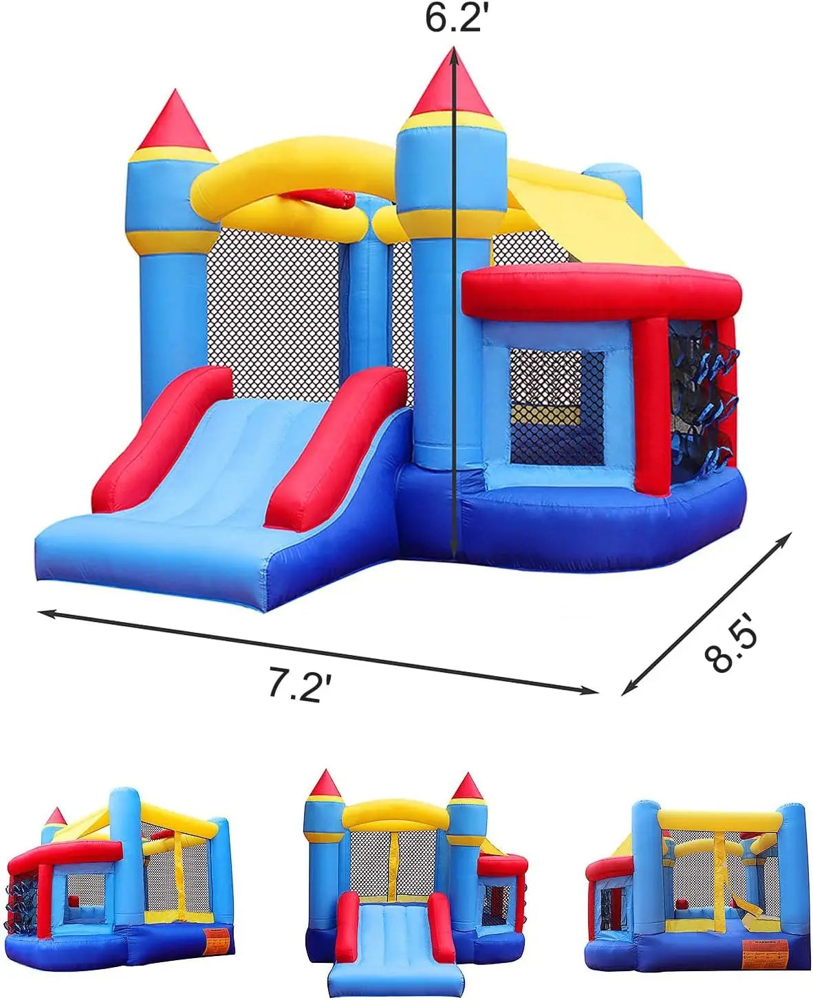 Inflatable Kid's Bounce House with Jumping Ball Pit & Basketball Hoop