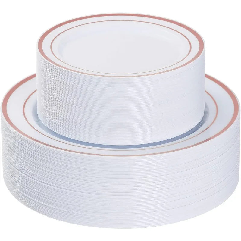 200 PCS Plastic Disposable Heavy Duty Plates