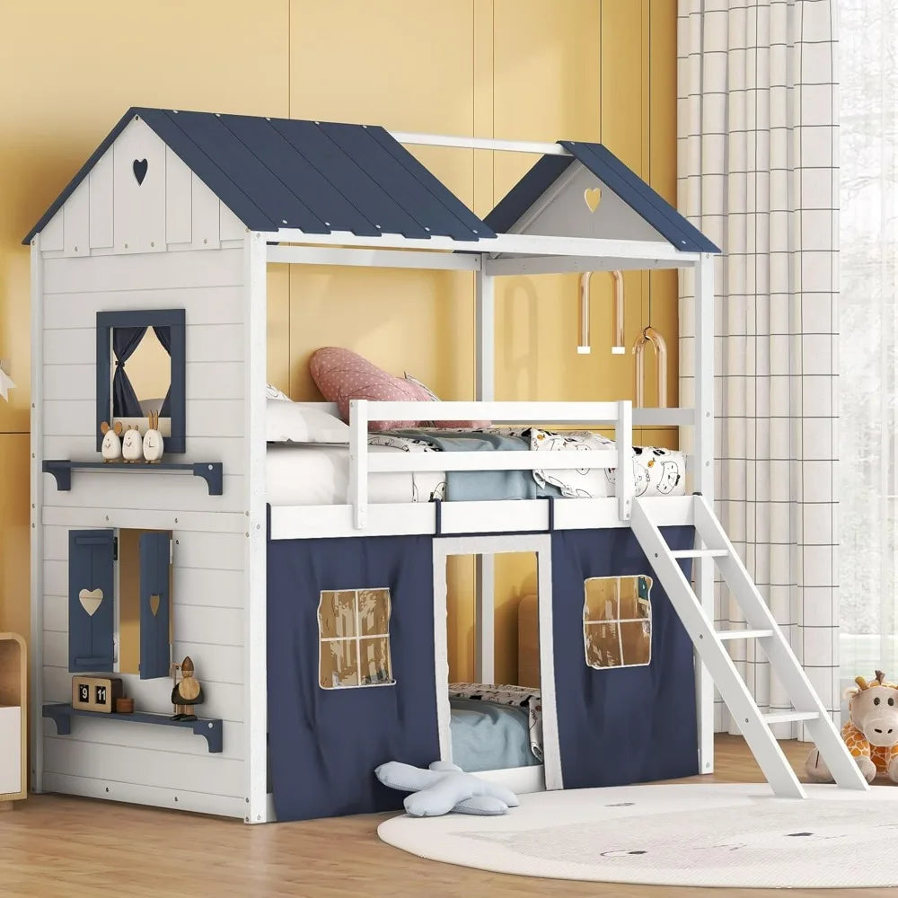 Kids' Twin Over Twin Creative Playhouse Loft Bed