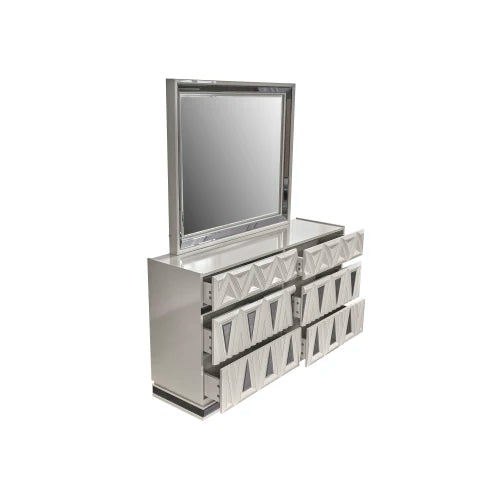 Modern & Contemporary Style 5 Pc King Upholstered Bedroom Set, River Sand Grey
