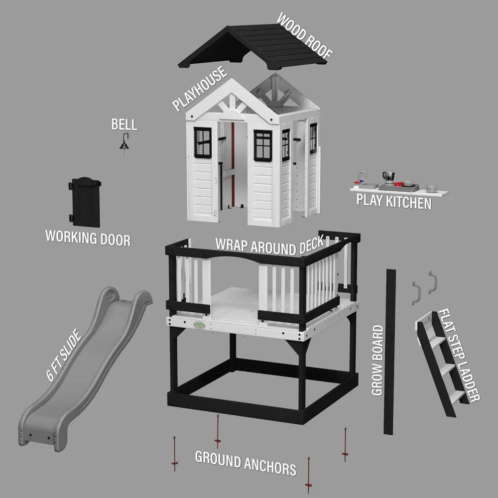 Wrap-Around Deck Cedar Playhouse