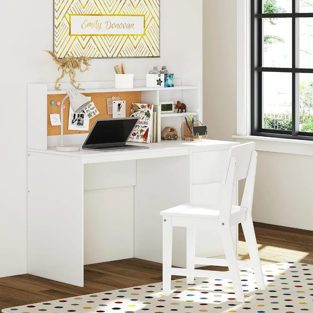 Computer Desk with Chair, Hutch, Storage Cabinet