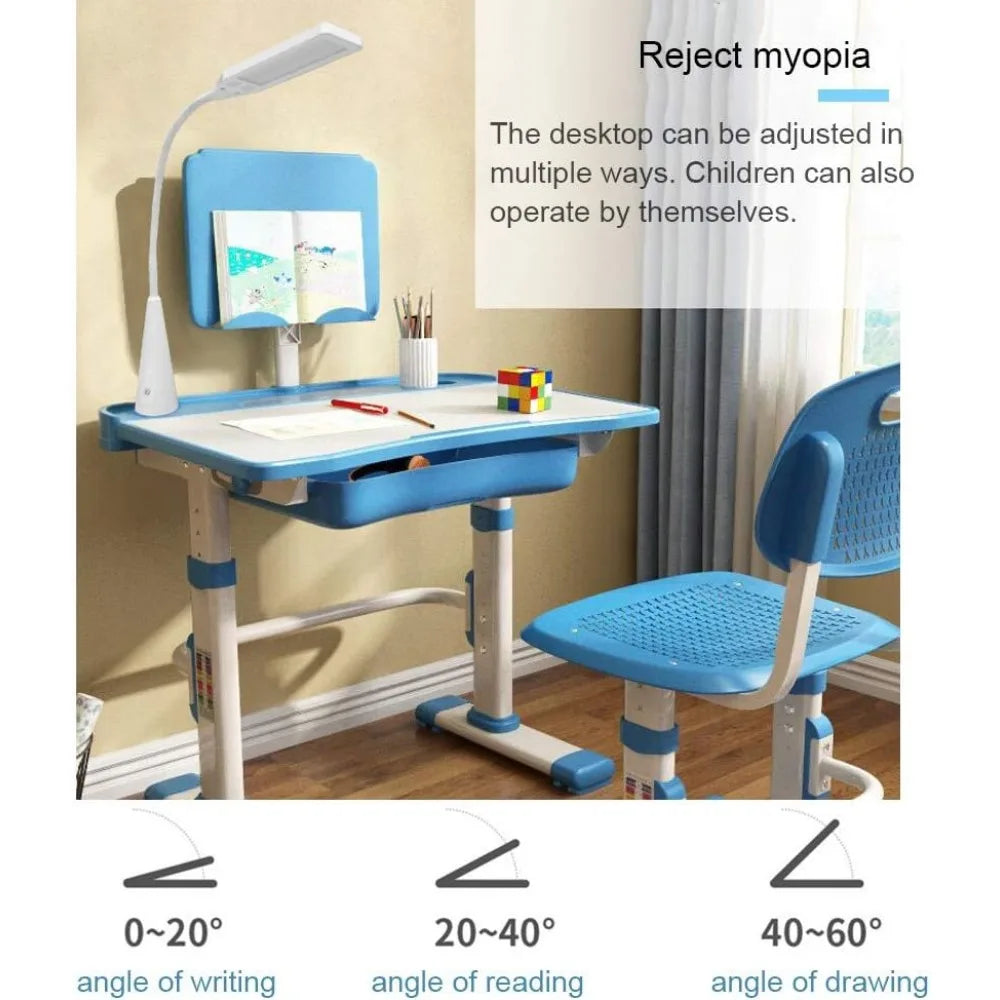 Tiltable Desktop Kids Desk and Chair Set