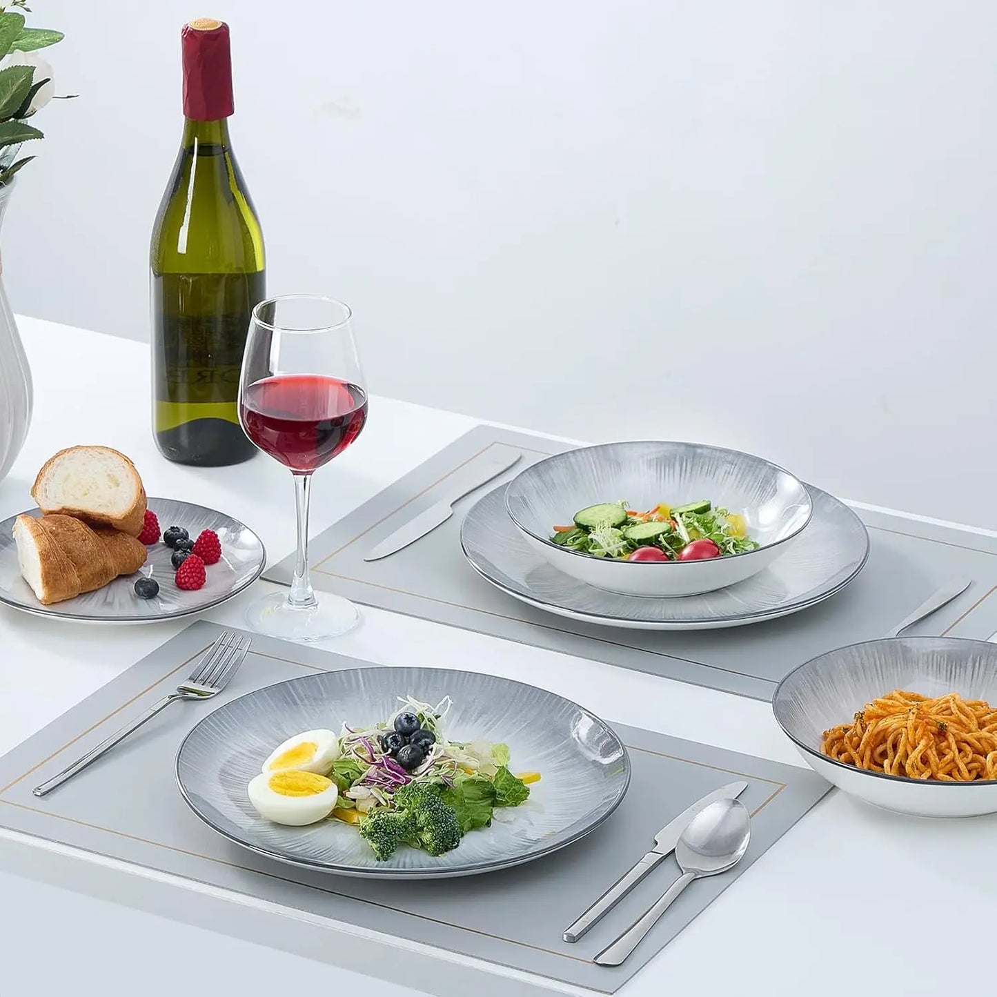 12 Piece Round Premium Porcelain Dinnerware Set ,Service for 4