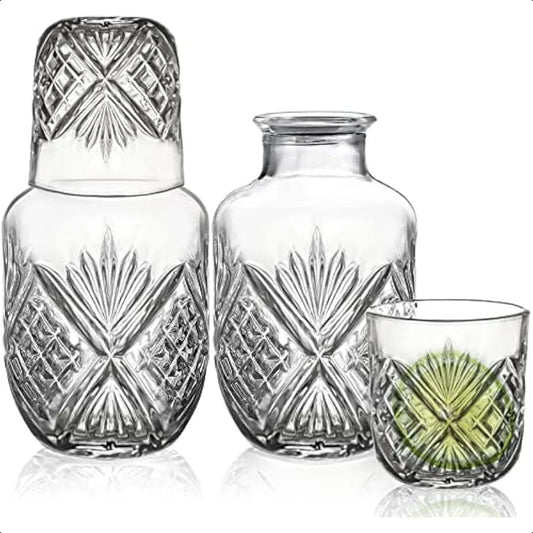 4 Piece Bedside Water Carafe and Glass Set