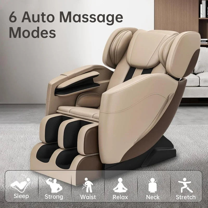 Full Body Zero Gravity Chair with Auto Modes, 8 Fix Point Rollers, Bluetooth, Foot Massage, Heating Function