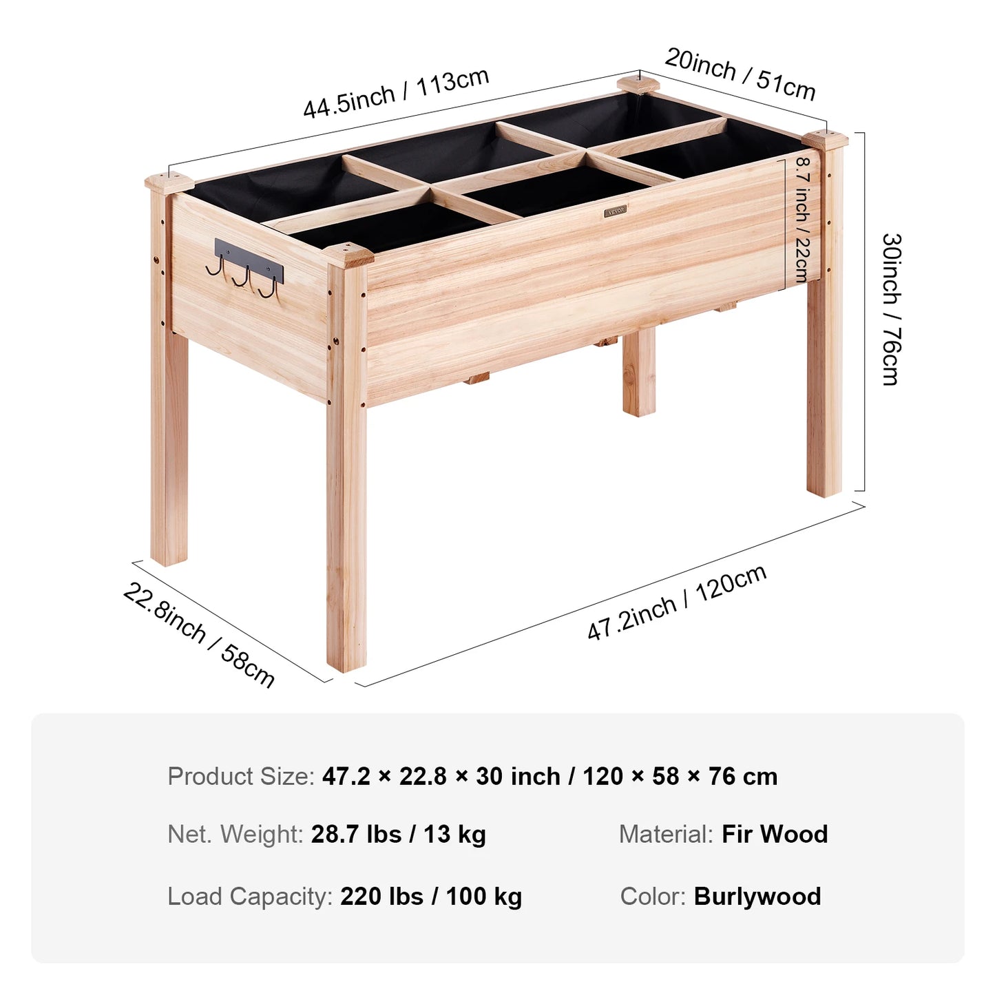 Wooden Raised Garden Bed Planter Box Elevated/Floor w/ Whole Kit and Drainage System