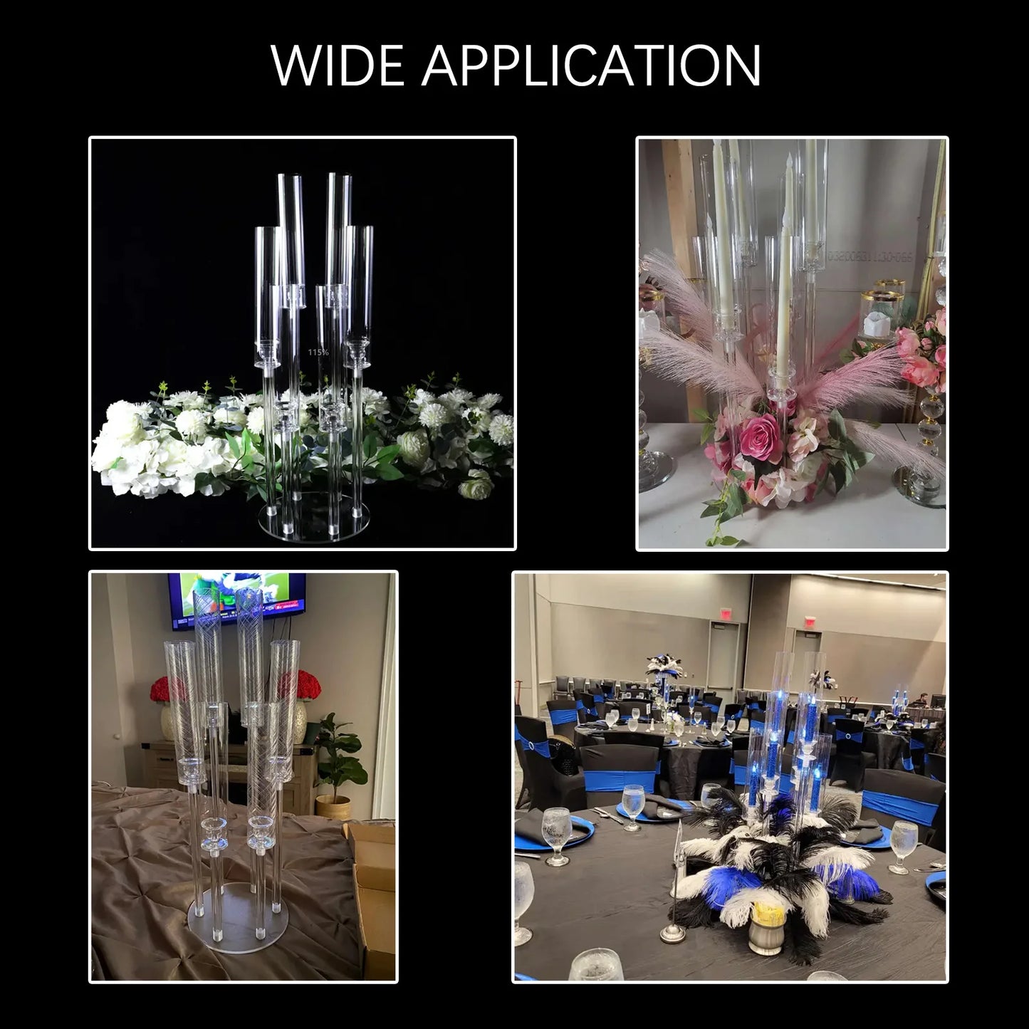 10pcs 6 Arm Clear Candelabras Candlestick Holder