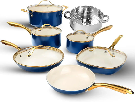 12 Pc Ceramic, Non Stick, Kitchen Cookware Set