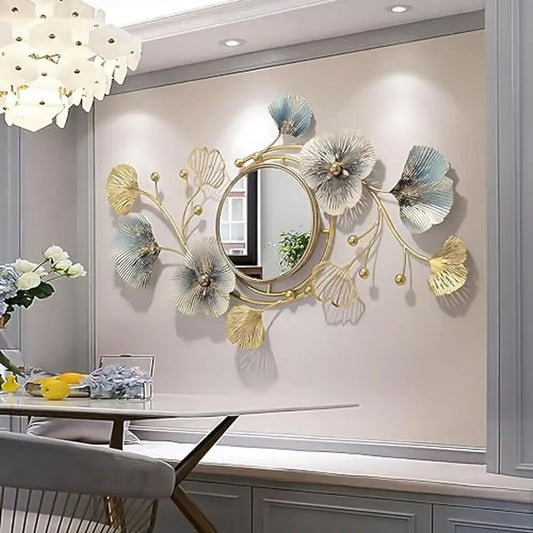 47In Metal Ginkgo Leaf Wall Mirror