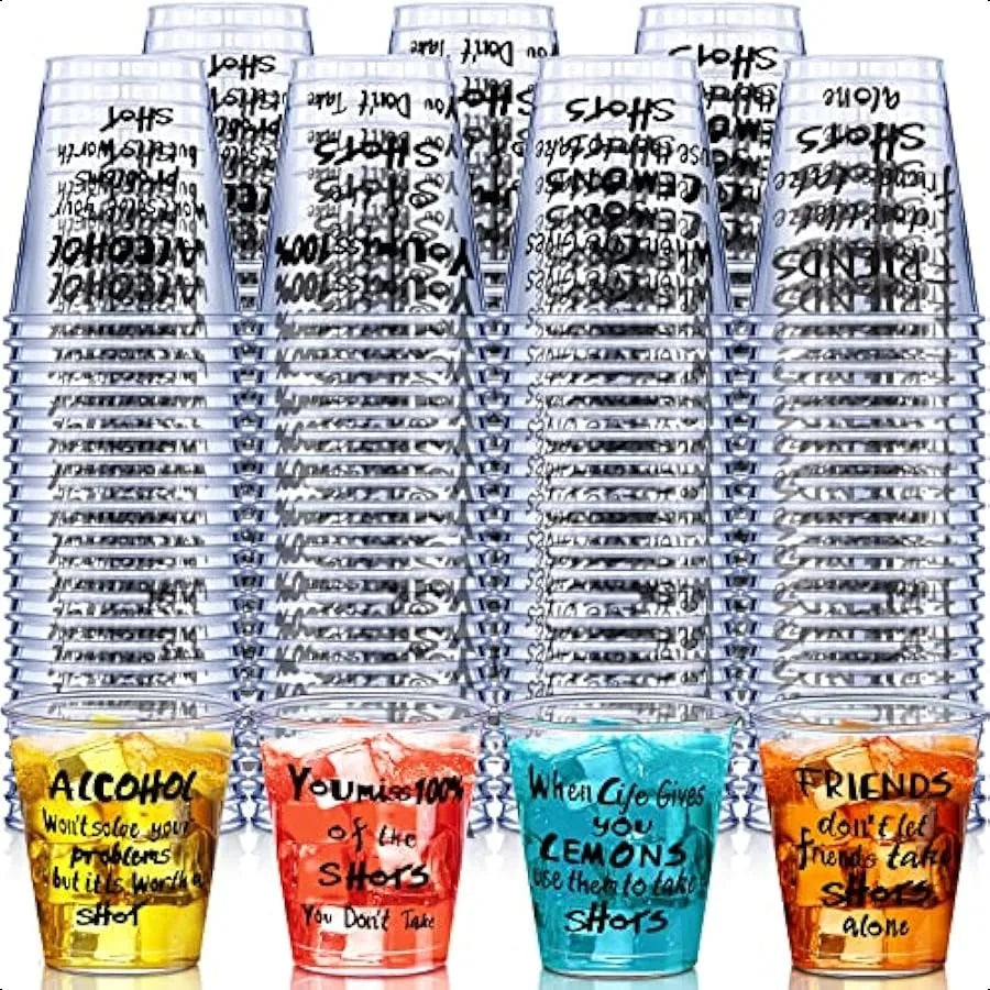 100 Pcs Plastic Shot Glasses - 1.5 oz Disposable Cups