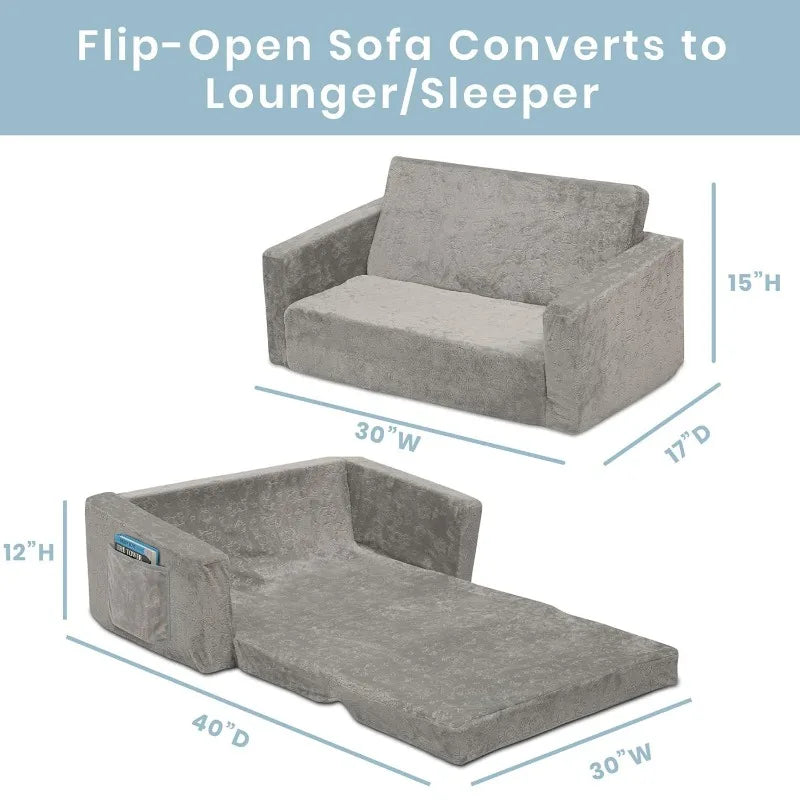 Comfy 2-in-1 Flip Open Convertible Couch/Sleeper for Kids