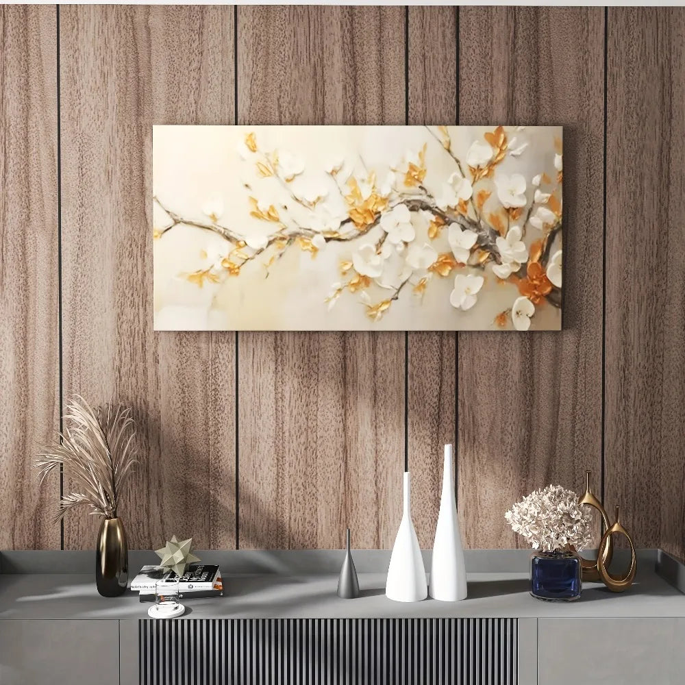 Modern Pine Frame Plum Blossom Canvas Wall Art - 3 sizes
