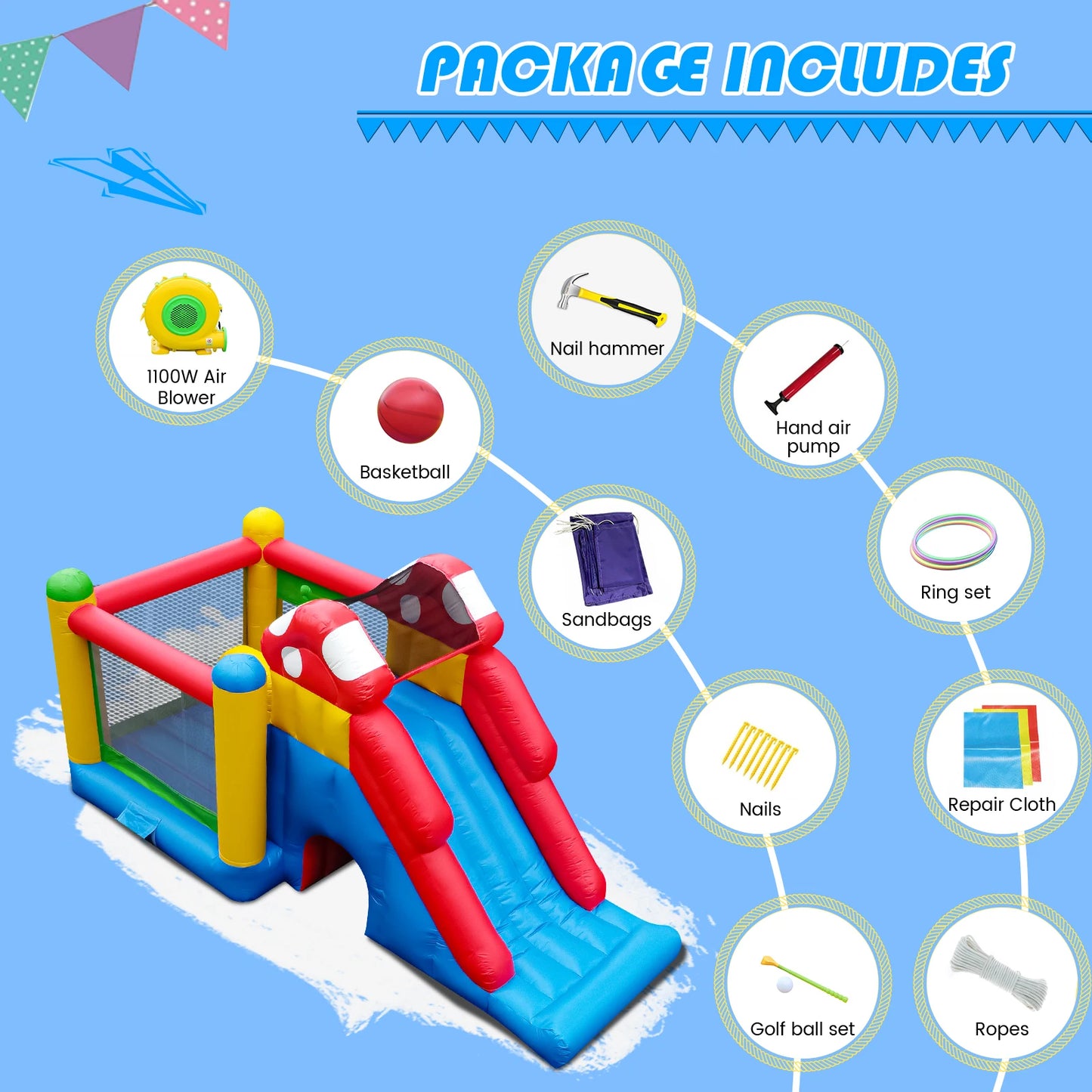 Commercial Inflatable Bounce House, with Blower