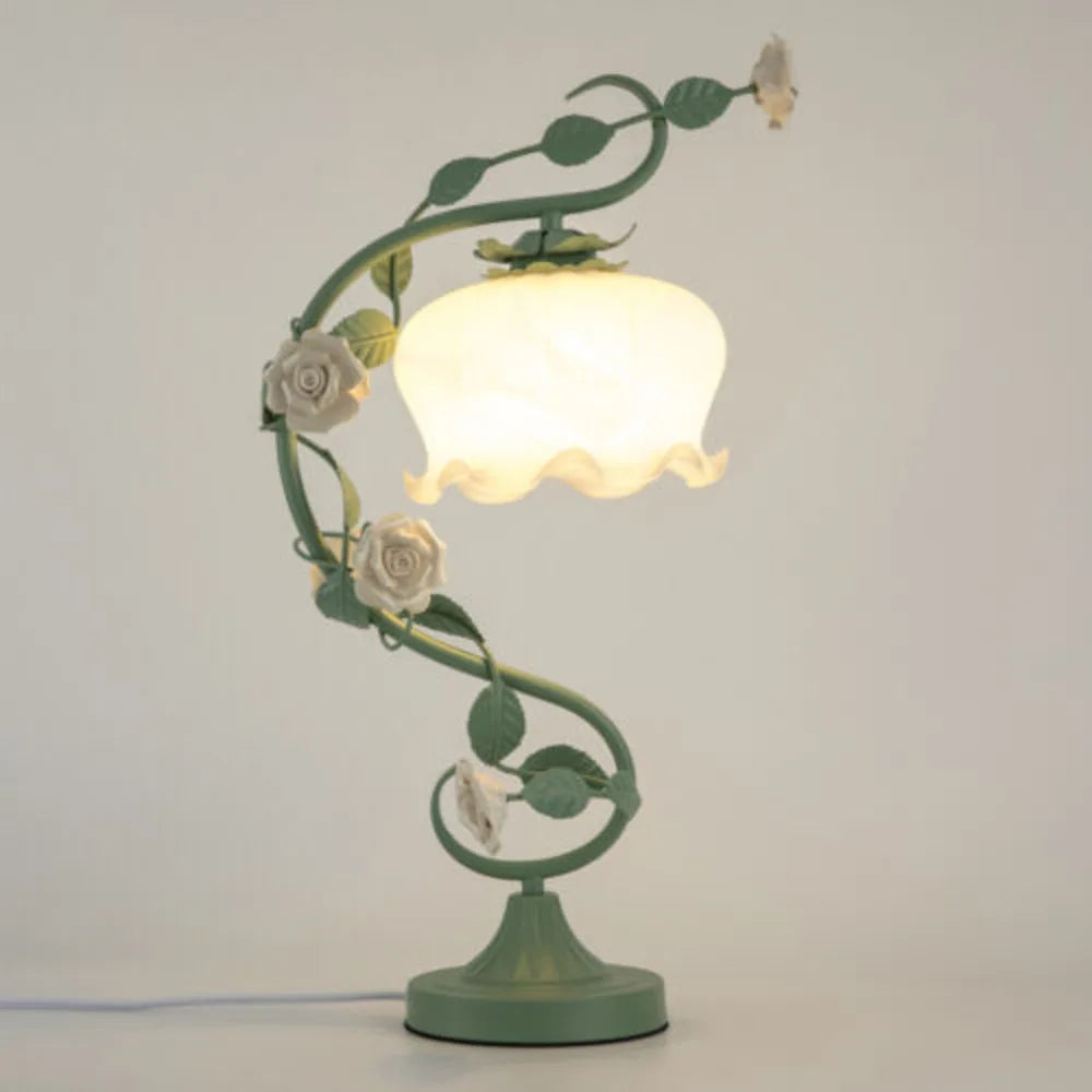 Green Bedside Flower Night Light Table Lamp