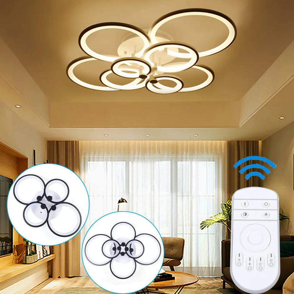 Modern LED Acrylic 4-head Flush Mount Ceiling Light W/ Remote Control