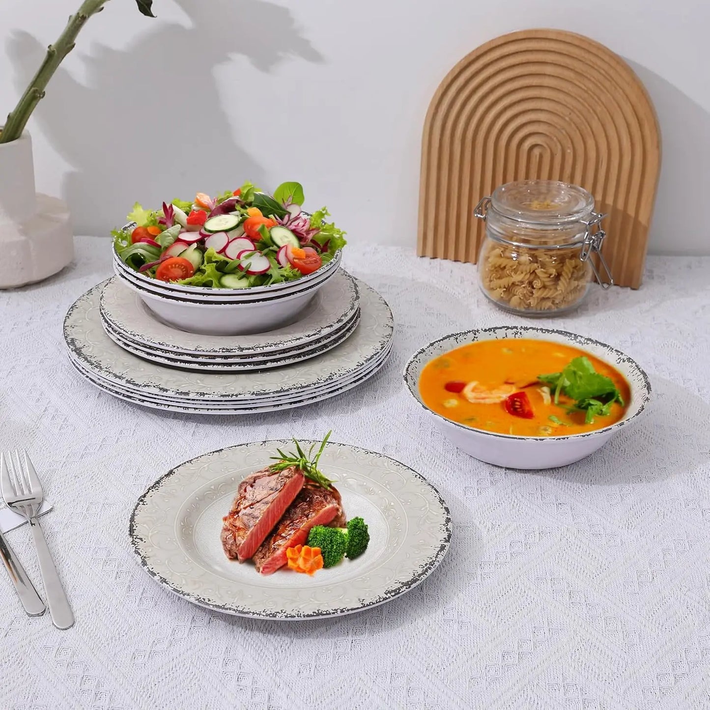 12-Piece Premium Melamine Dinnerware Set (Serves 4)