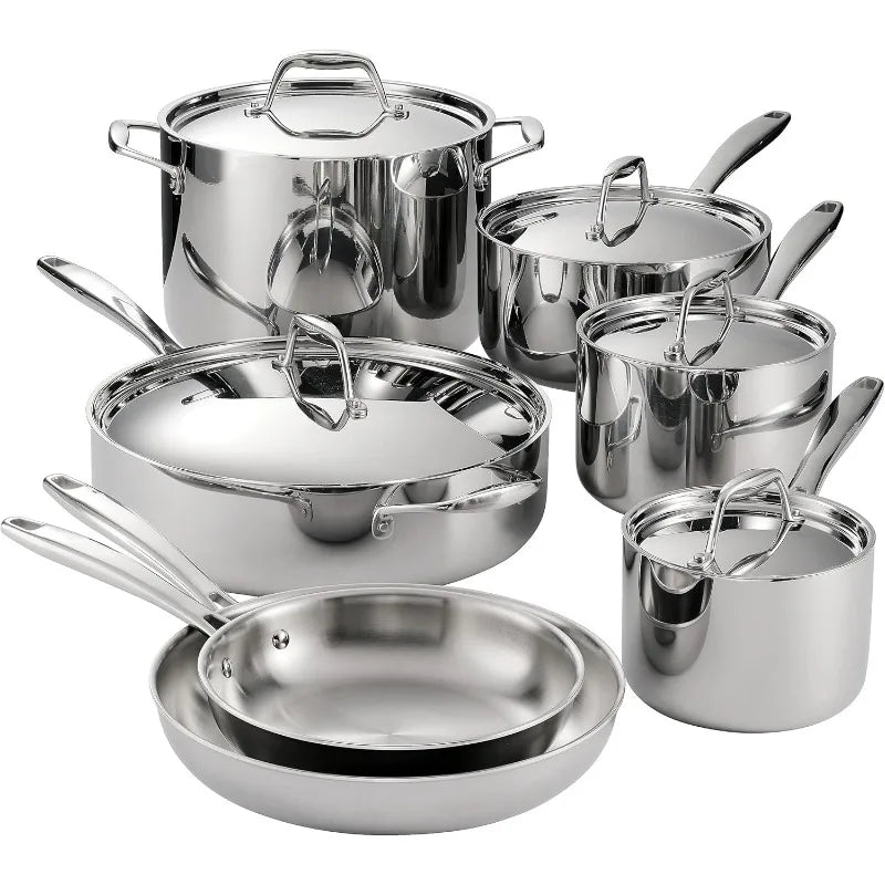 Tramontina 12-Piece Tri-Ply Clad Stainless Steel Cookware Set
