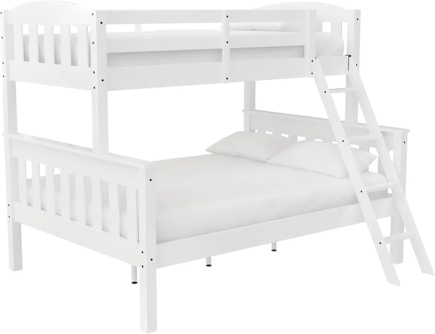 Convertible Wood Bunk Bed, Stackable and Detachable Bed Frames for Kids and Teens, with Angled Ladder