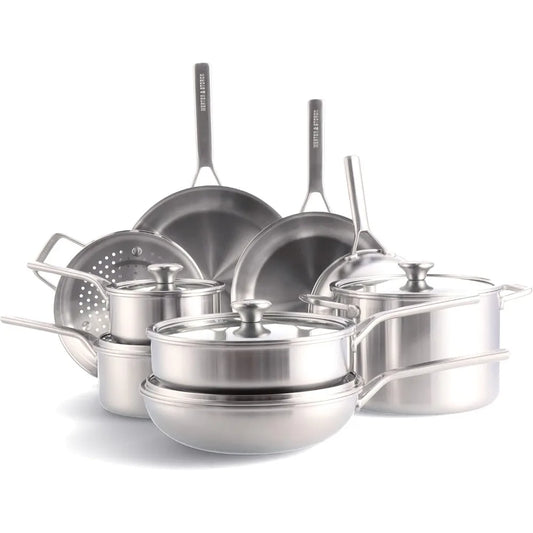 14 Piece Tri-Ply Stainless Steel Professional Cookware Set