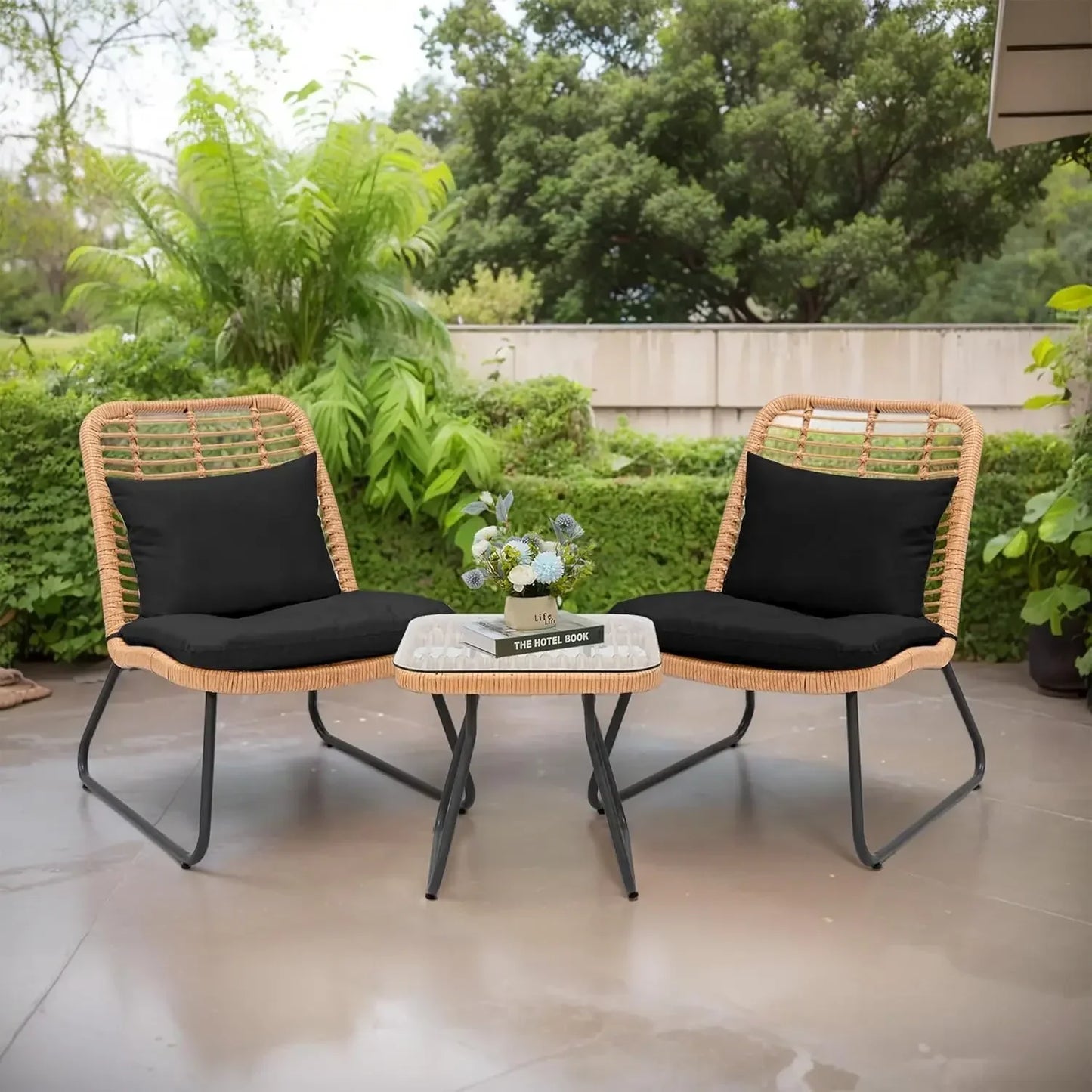 3 Piece Wicker Bistro Patio Set