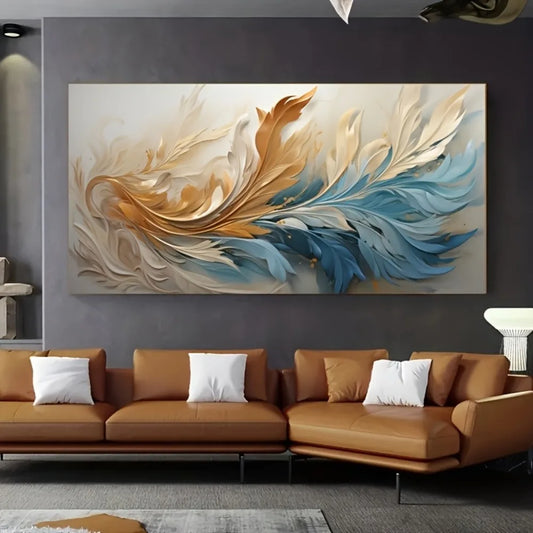 Modern Gold Feather Canvas Abstract - 3 sizes