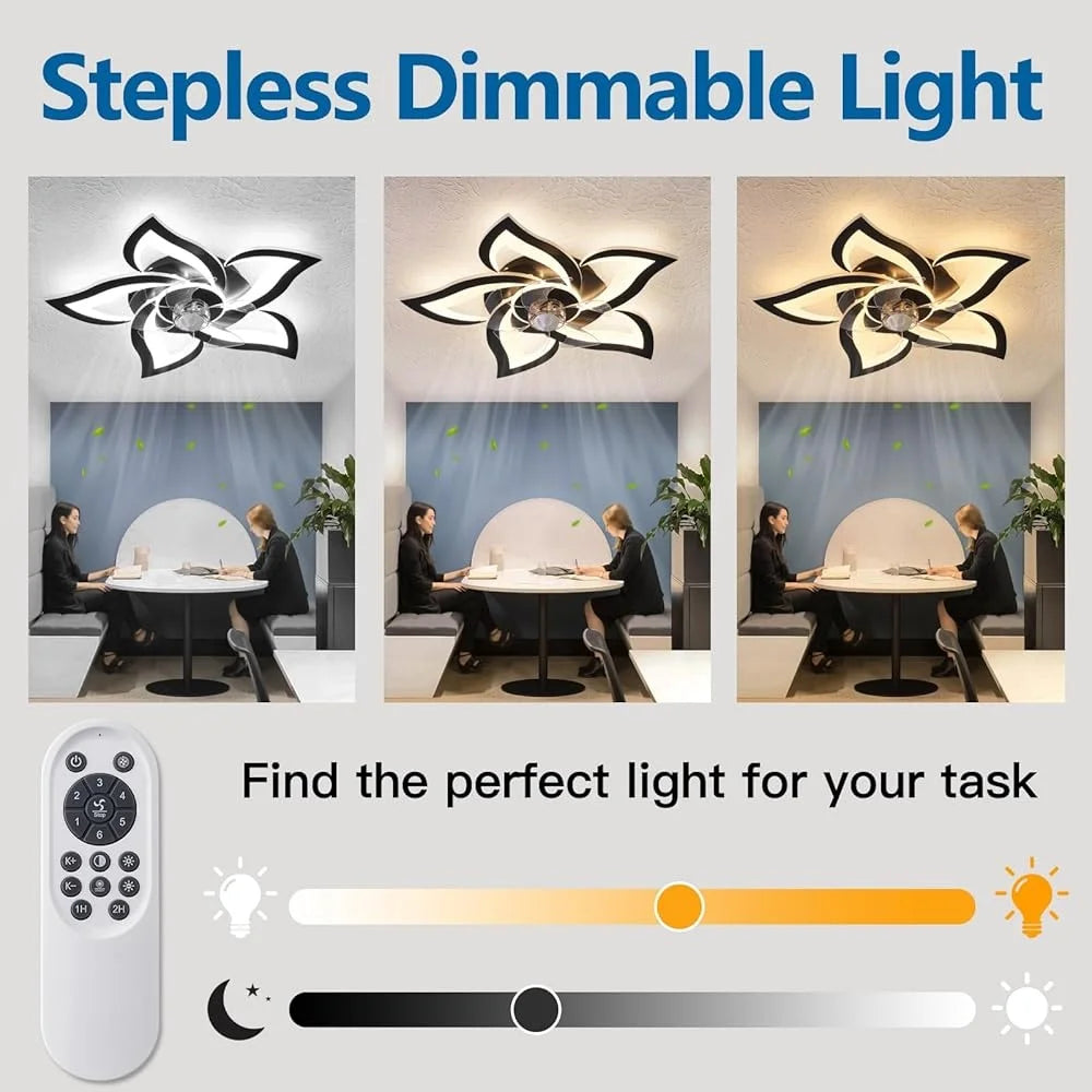 6 Speed Geometric Flush Mount Remote Control Ceiling Fan