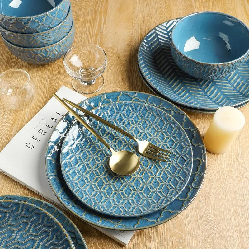 16-Piece, Ceramic Plates and Bowls Set