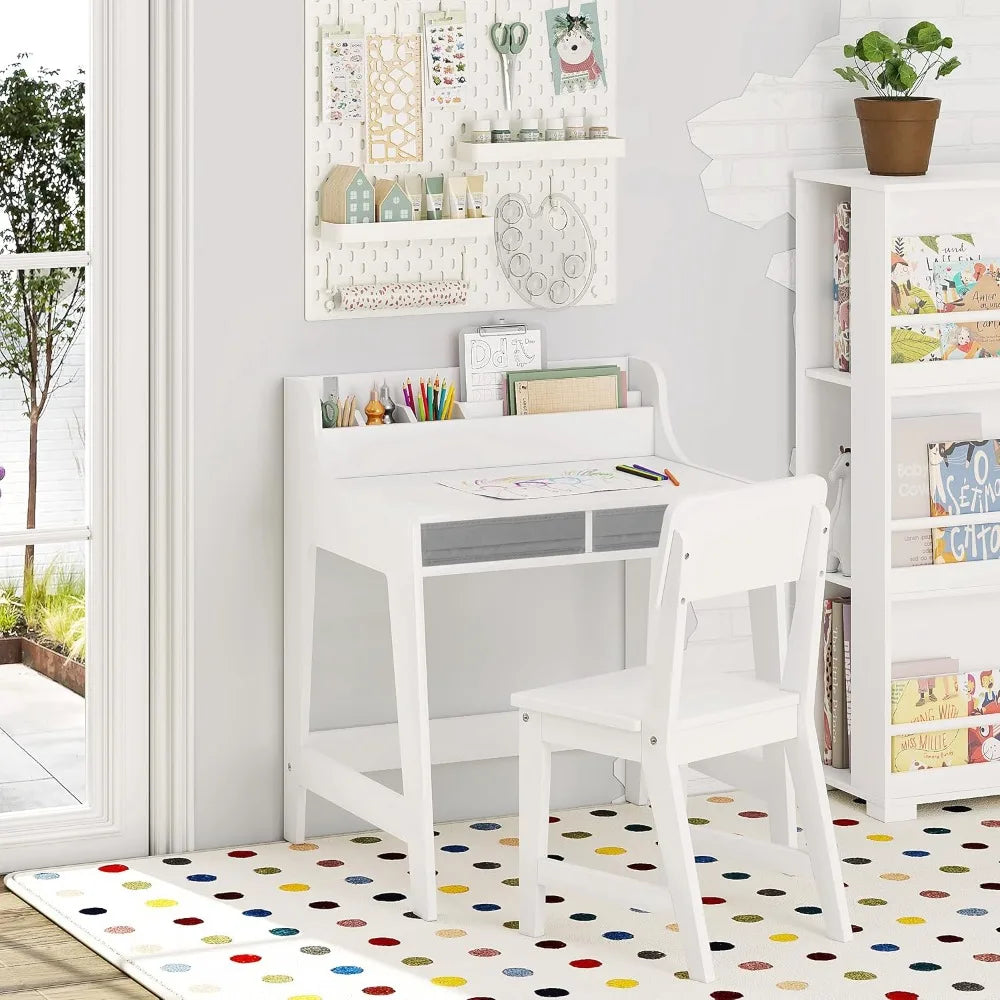 Kid's Desk and Chair Set, with Storage Bins